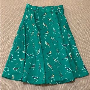 A-Line Bird Print ModCloth skirt size Small